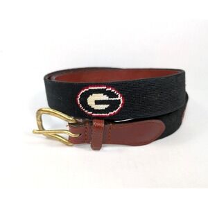 Smathers & Branson Georgia UGA Belt Size 44 Black Needlepoint Bulldogs College